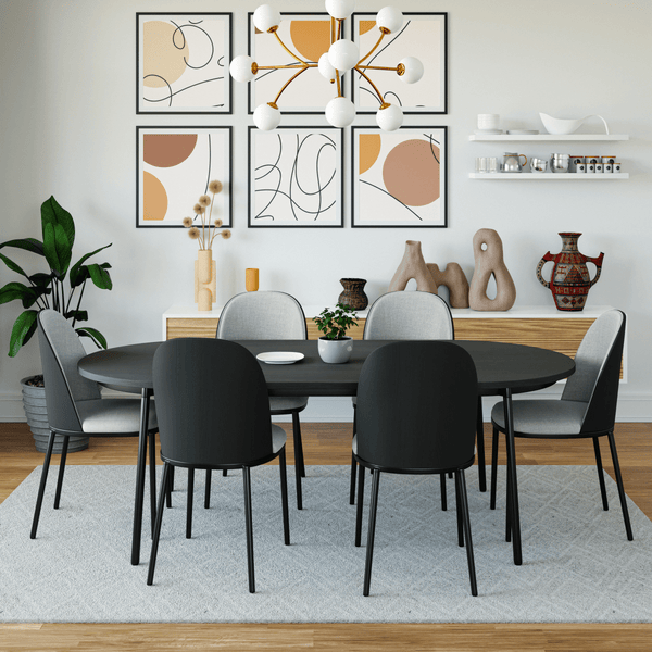 Leisure Mod Tule Modern Oval Dining Table With MDF Tabletop And Black Steel Legs