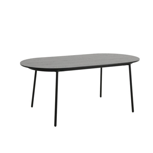 leisure mod Tule Modern Oval Dining Table with MDF Tabletop and Black Steel Legs