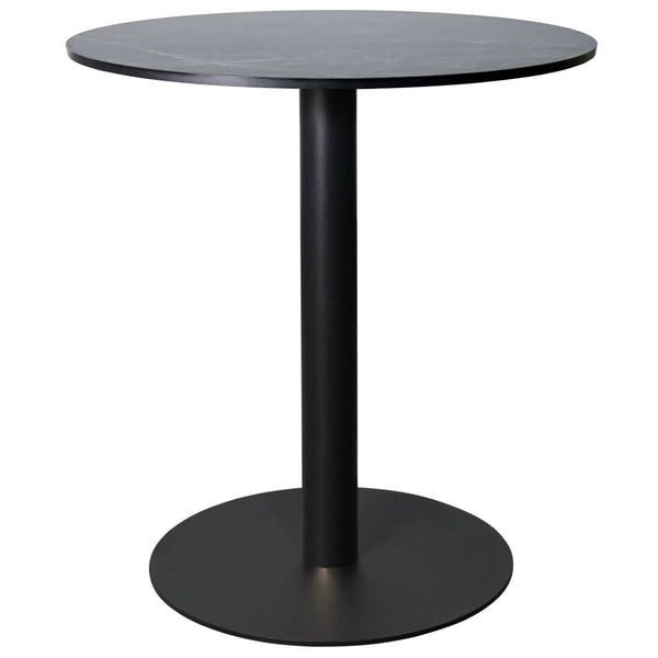leisure mod Vail Collection Dining Table Black/Gold Base With 27"/36" Round Black MDF Top