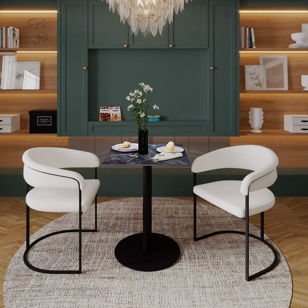 Leisure Mod Vail Collection Dining Table Black/Gold Round Base With 24" Square Black MDF Top