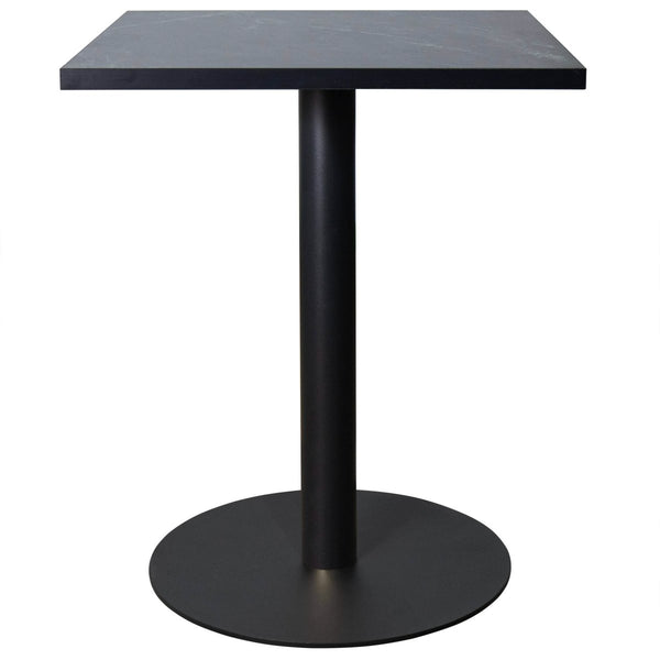 leisure mod Vail Collection Dining Table Black/Gold Round Base With 24" Square Black MDF Top