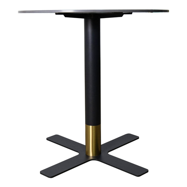Leisure Mod Vail Collection Dining Table Black/Gold X Base With 27"/36" Round Black Stone Top