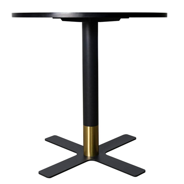 Leisure Mod Vail Collection Dining Table Black/Gold X Base With 27"/36" Round Black MDF Top