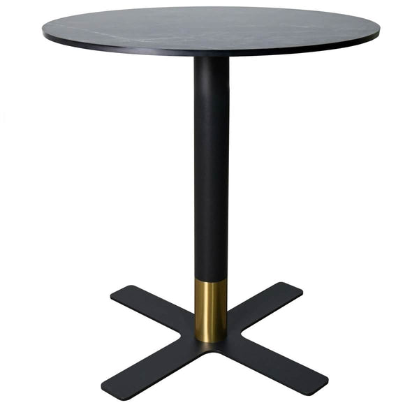 leisure mod Vail Collection Dining Table Black/Gold X Base With 27"/36" Round Black MDF Top