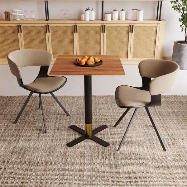Leisure Mod Vail Collection Dining Table Black/Gold X Base With 24" Square MDF Top