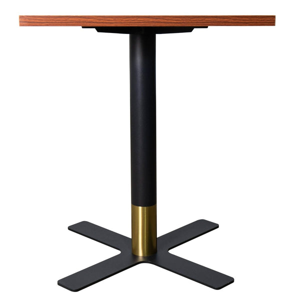 Leisure Mod Vail Collection Dining Table Black/Gold X Base With 24" Square MDF Top