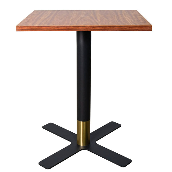 leisure mod Vail Collection Dining Table Black/Gold X Base With 24" Square MDF Top