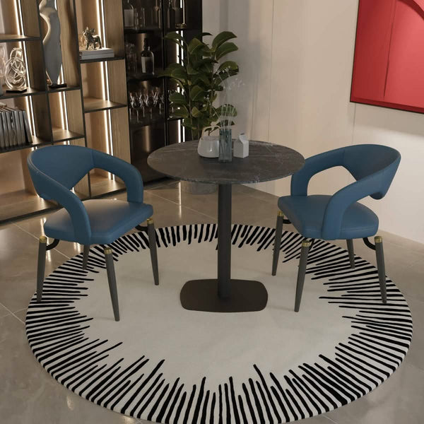 Leisure Mod Vail Collection Dining Table Black Rectangle Base With 27"/36" Round Dark Brown MDF Top