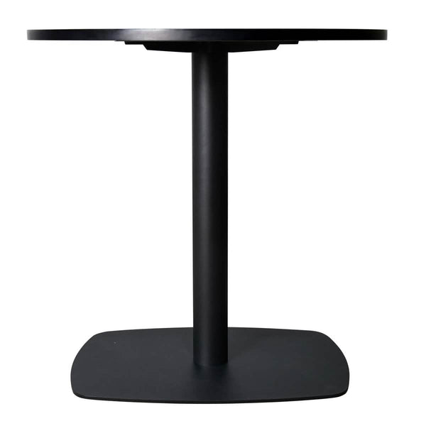 Leisure Mod Vail Collection Dining Table Black Rectangle Base With 27"/36" Round Dark Brown MDF Top