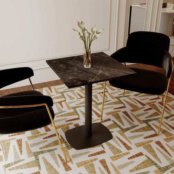 Leisure Mod Vail Collection Dining Table Black Rectangle Base With 24" Square MDF Top