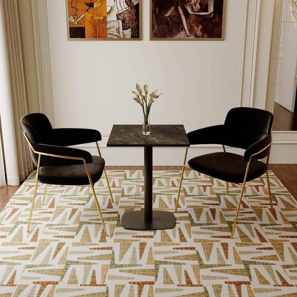 Leisure Mod Vail Collection Dining Table Black Rectangle Base With 24" Square MDF Top
