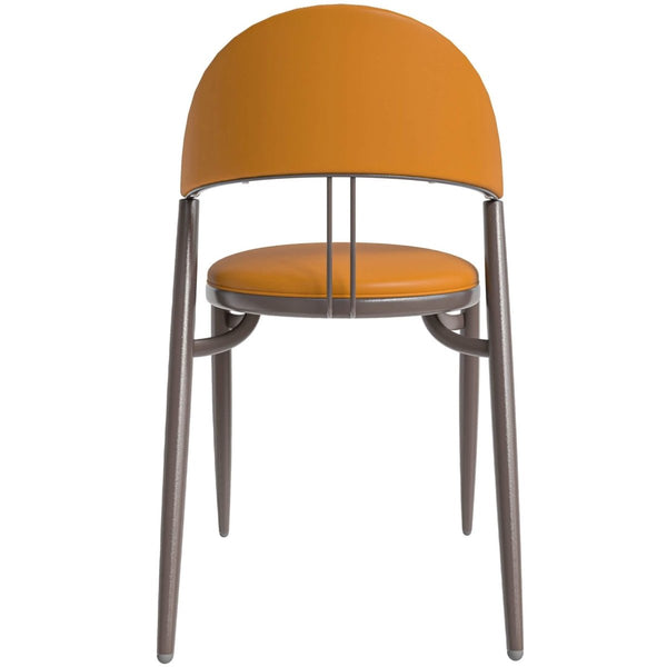 Leisure Mod Venice Dining Chair Upholstered Leather In Iron With An Open Curved Back Design