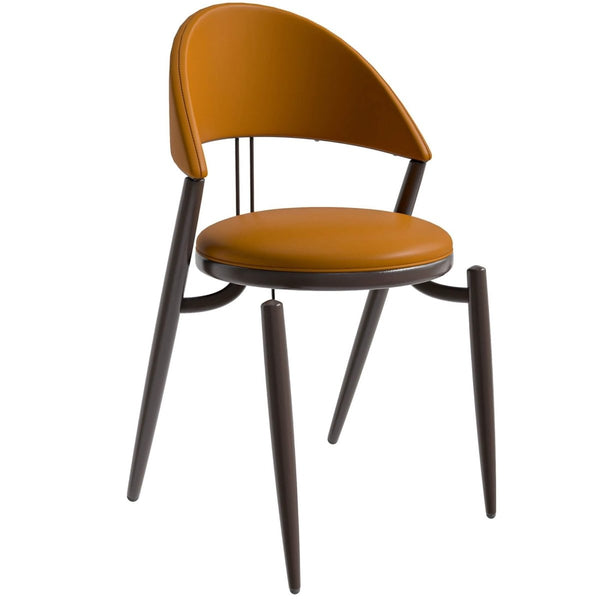 leisure mod Venice Dining Chair Upholstered Leather in Iron With an Open Curved Back Design