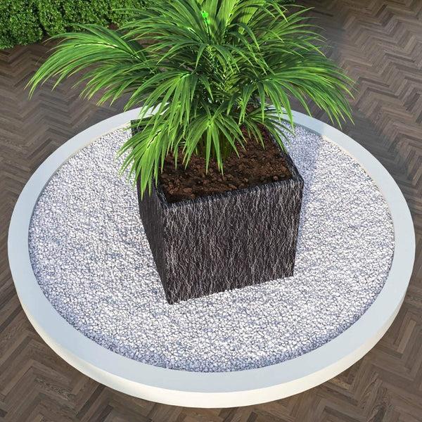 Leisure Mod Verdura Modern Square Fiberstone And Clay Planter With Drainage Holes In Dotted Black