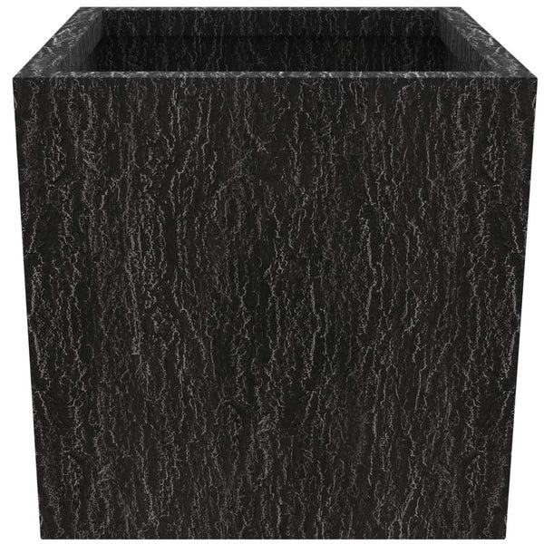 Leisure Mod Verdura Modern Square Fiberstone And Clay Planter With Drainage Holes In Dotted Black