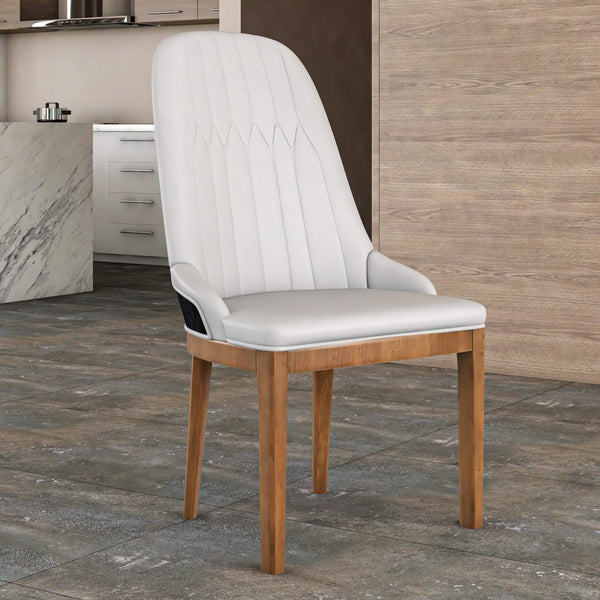 Leisure Mod Verisma Dining Chair Upholstered In Leather With Diamond Stitching Back Design