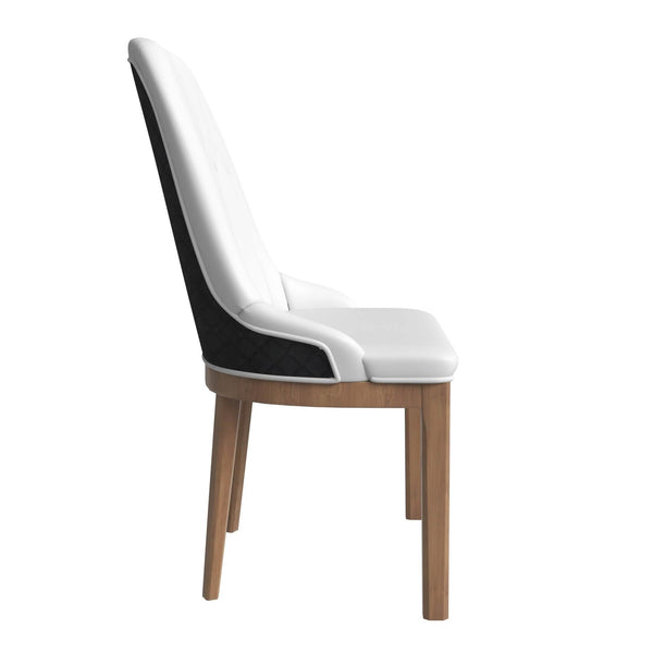 Leisure Mod Verisma Dining Chair Upholstered In Leather With Diamond Stitching Back Design
