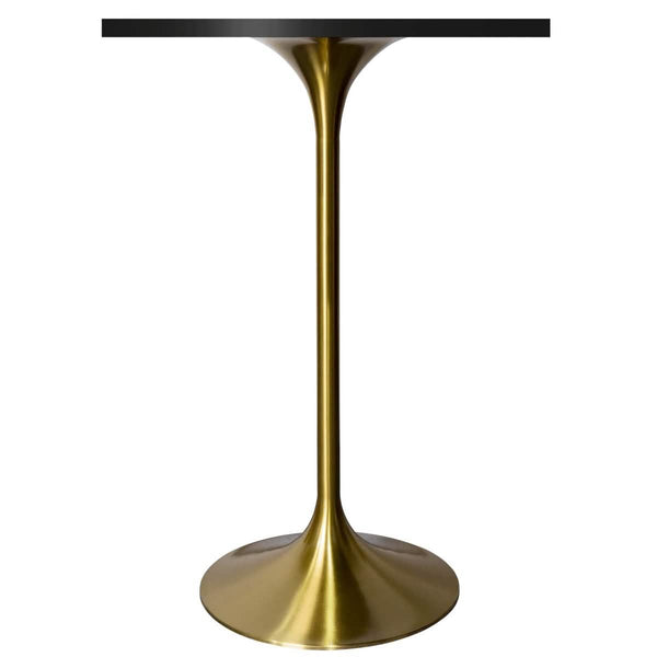Leisure Mod Verve 24" Square Top Bar Height Table Brushed Gold/Black/White Stainless Steel Base With MDF Table Top