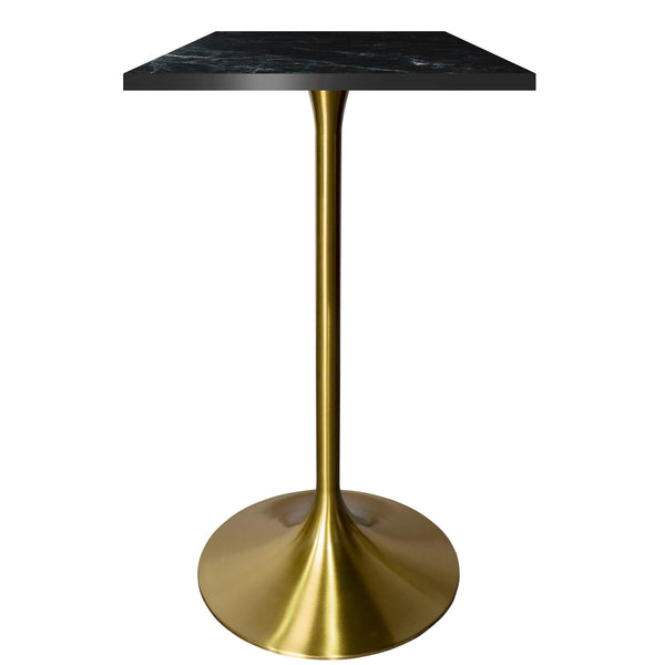leisure mod Verve 24" Square Top Bar Height Table Brushed Gold/Black/White Stainless Steel Base with MDF Table Top