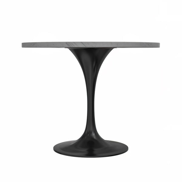 Leisure Mod Verve 5-Piece Dining Set With 36" Round Resin Top Table And 4 Leather Dining Chair