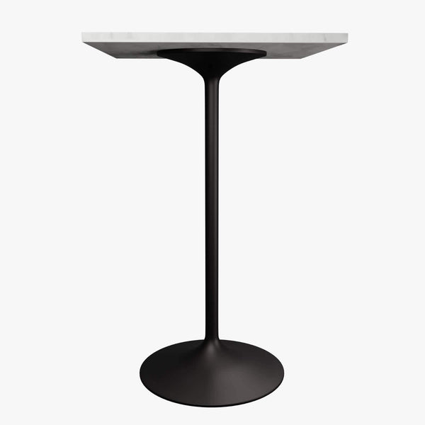 Leisure Mod Verve Bar Height Dining Table With Square Resin Top And Black/Gold/White Stainless Steel Base