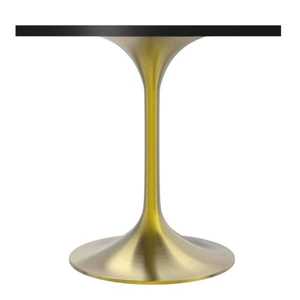 Leisure Mod Verve Collection 24"Square Dining Table Black/White/Brushed Gold Base With MDF Top
