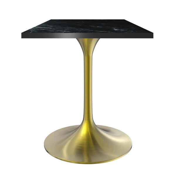 leisure mod Verve Collection 24"Square Dining Table Black/White/Brushed Gold Base with MDF Top