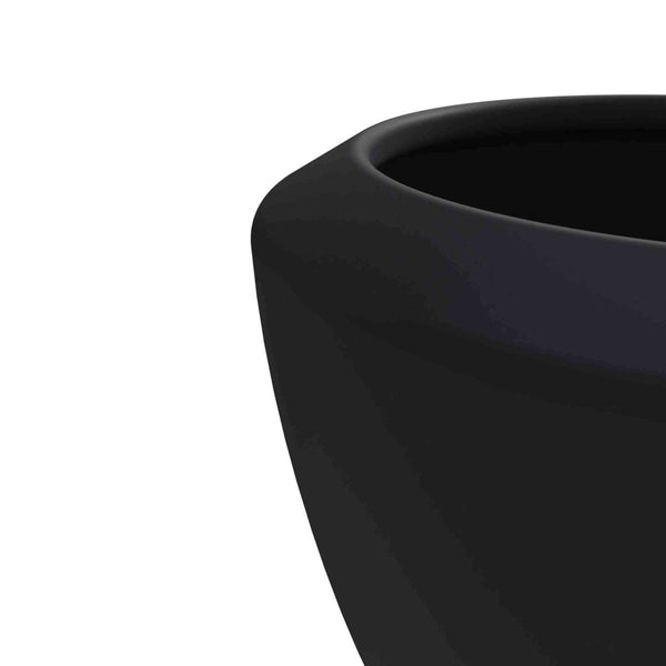 Leisure Mod Vessel Fiberstone And MGO Clay Mid-Century Modern Round Planter Pot For Indoor And Outdoor Home