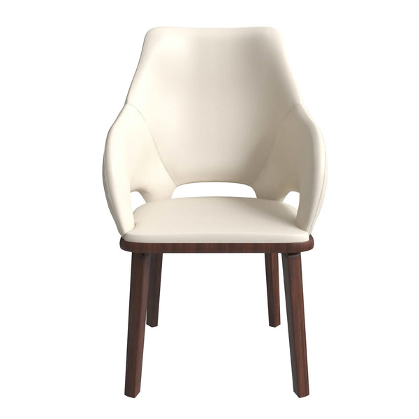 Leisure Mod Vivara Dining Chair Upholstered In Leather With Rubberwood Base