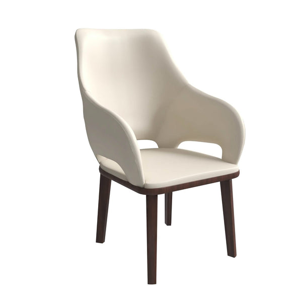 leisure mod Vivara Dining Chair Upholstered in Leather with Rubberwood Base