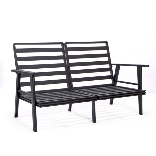 Leisure Mod Walbrooke Modern Outdoor Patio Loveseat – Black Brown White Or Grey Frame & Removable Cushions