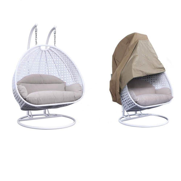 leisure mod Wicker Hanging 2 person Egg Swing Chair With Outdoor Cover