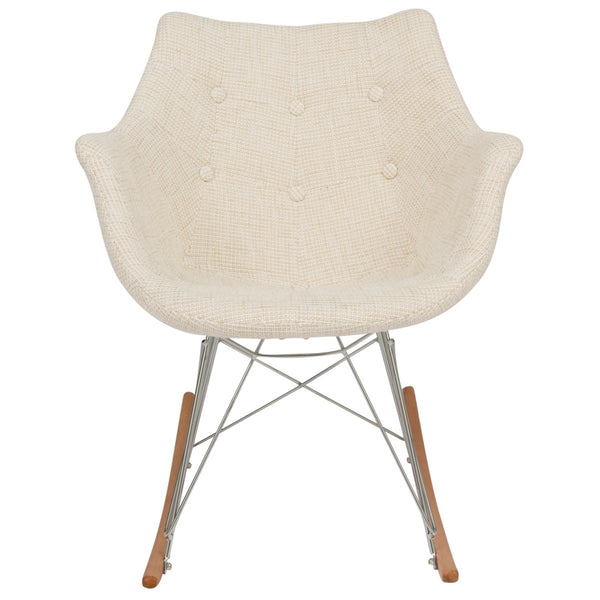 Leisure Mod Willow Modern Petite Twill Upholstered Fabric/Velvet With Eiffel Base Rocking Chair
