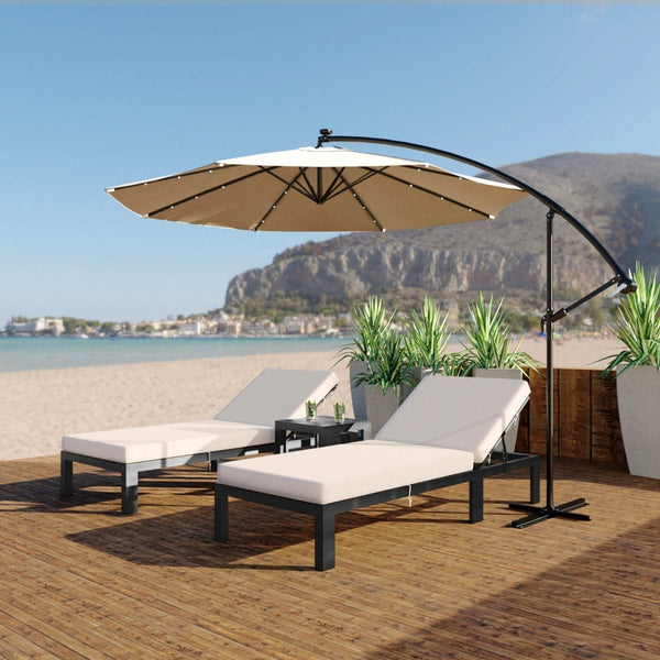 Leisure Mod Willry Modern Outdoor 10 Ft Offset Cantilever Hanging Patio Umbrella With Solar Powered LED