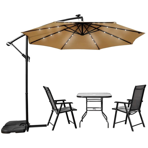 Leisure Mod Willry Modern Outdoor 10 Ft Offset Cantilever Hanging Patio Umbrella With Solar Powered LED