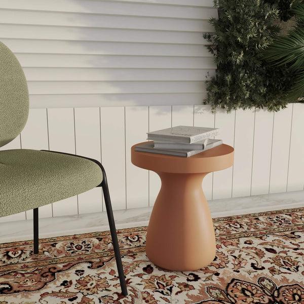 Leisure Mod Wisp 16" Wide Round Side Fiberstone Table With Hourglass Pedestal Design