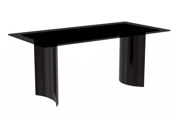leisure mod Zara Rectangular Dining Table with Glass/Sintered Stone Top and Stainless Steel Base