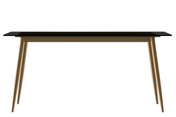 Leisure Mod Zayle Modern Rectangular Dining Table With Glass/Stone Tabletop And Gold Steel Base