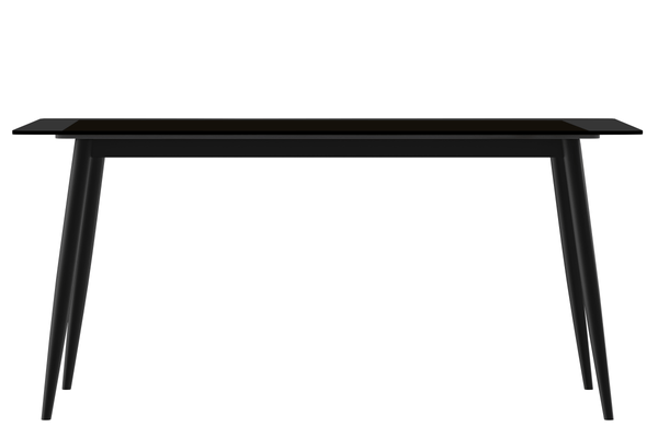 Leisure Mod Zayle Modern Rectangular Dining Table With Glass/Stone Tabletop And Black Steel Base