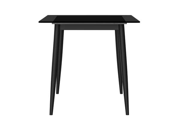 Leisure Mod Zayle Modern Rectangular Dining Table With Glass/Stone Tabletop And Black Steel Base