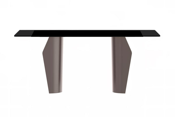 Leisure Mod Zelan Dining Table With Rectangular Glass/Sintered Stone Tabletop And Steel Legs