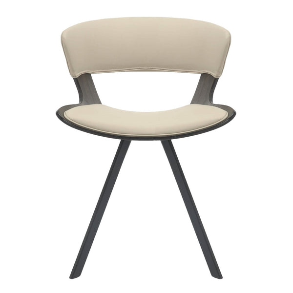 Leisure Mod Zephry 5-Piece Dining Set With Square Wooden Table In Natural Wood And 4 Leather Dining Chairs