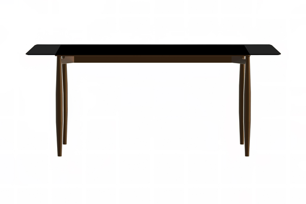 Leisure Mod Zinti Rectangular Dining Table With Glass/Sintered Stone Tabletop And Steel Base