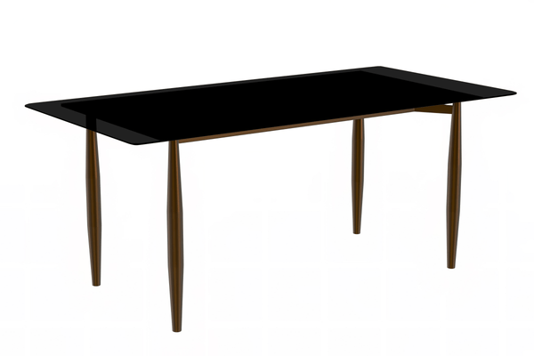 leisure mod Zinti Rectangular Dining Table with Glass/Sintered Stone Tabletop and Steel Base