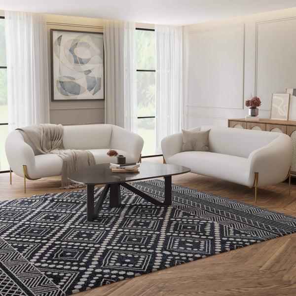 Leisure Mod Zuno Modern Three-Seater Velvet Sofa With Gold Iron Legs