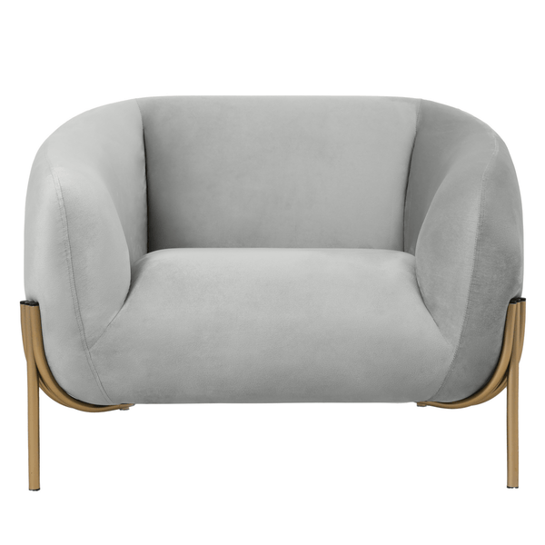 Leisure Mod Zuno Upholstered Single Seater Sofa In Velvet With Gold Iron Legs