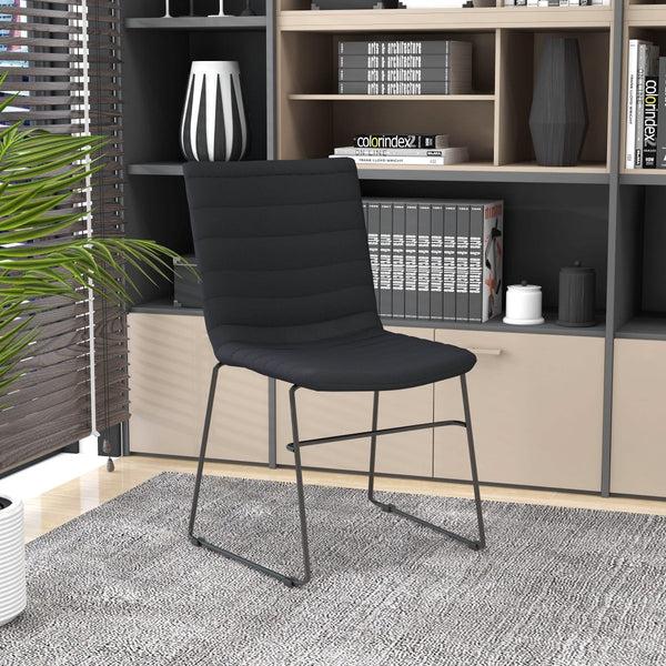 Leisure Mod Zylar Leather/Polyester Office Guest Chair With Powder-Coated Stainless Steel Base