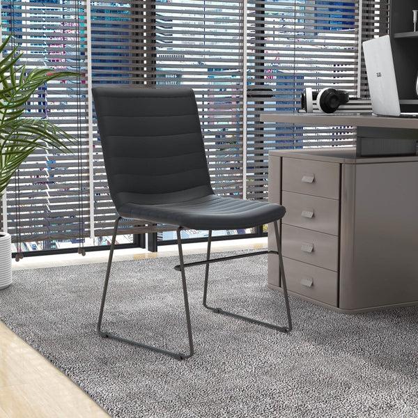 Leisure Mod Zylar Leather/Polyester Office Guest Chair With Powder-Coated Stainless Steel Base