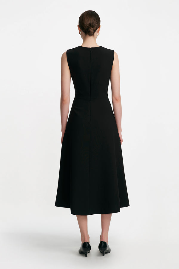 Lela Rose Corded Embroidery Sleeveless A Line Dress Black