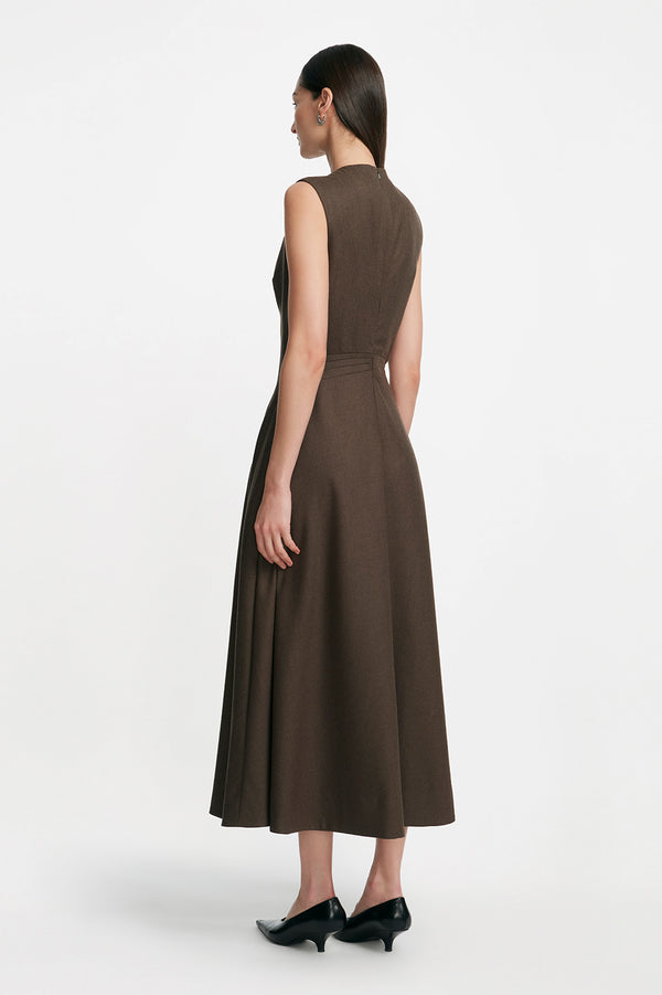 Lela Rose Crystal Embroidery Sleeveless A Line Dress Grey